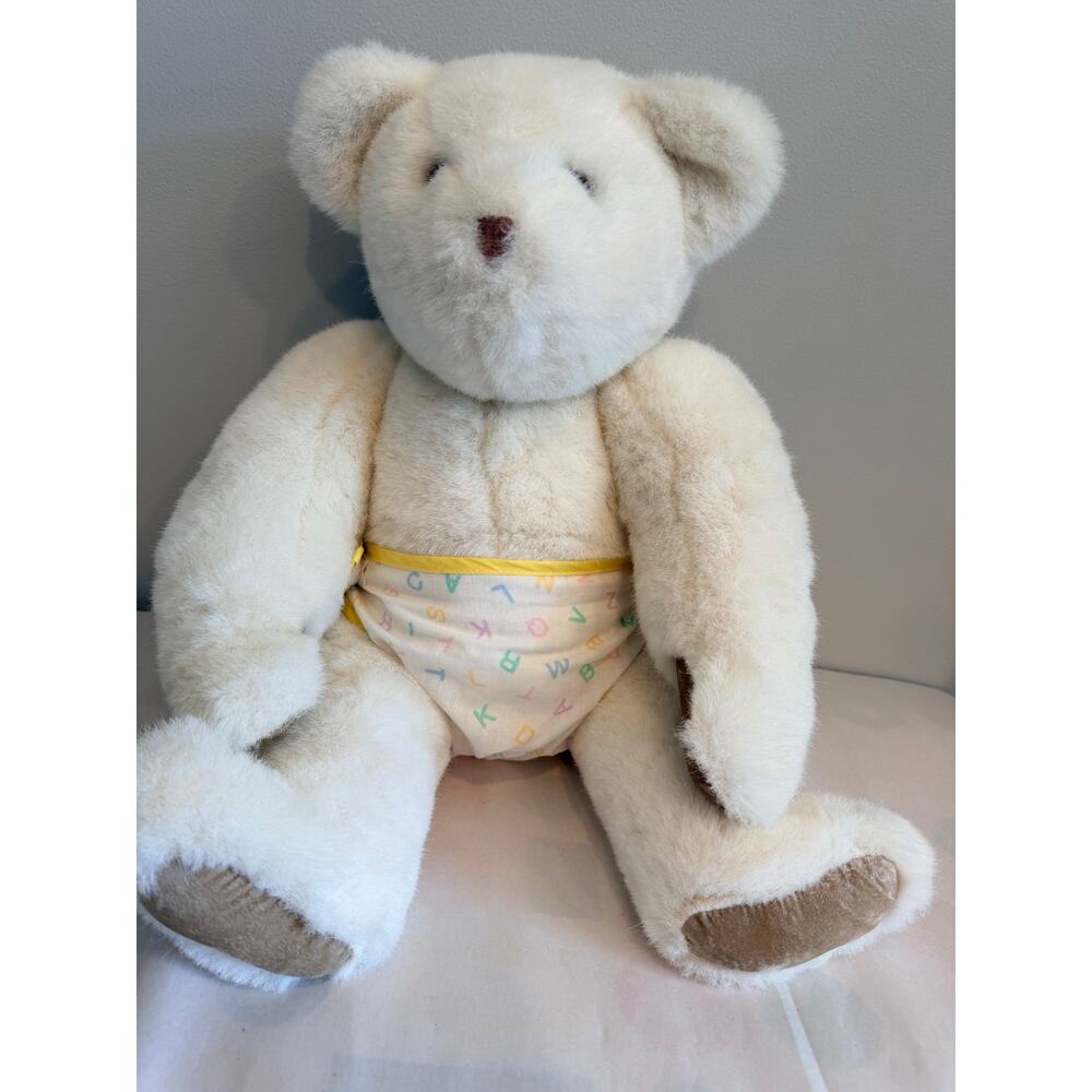 Vintage 1994 Vermont Teddy Bear Co. white jointed plush bear